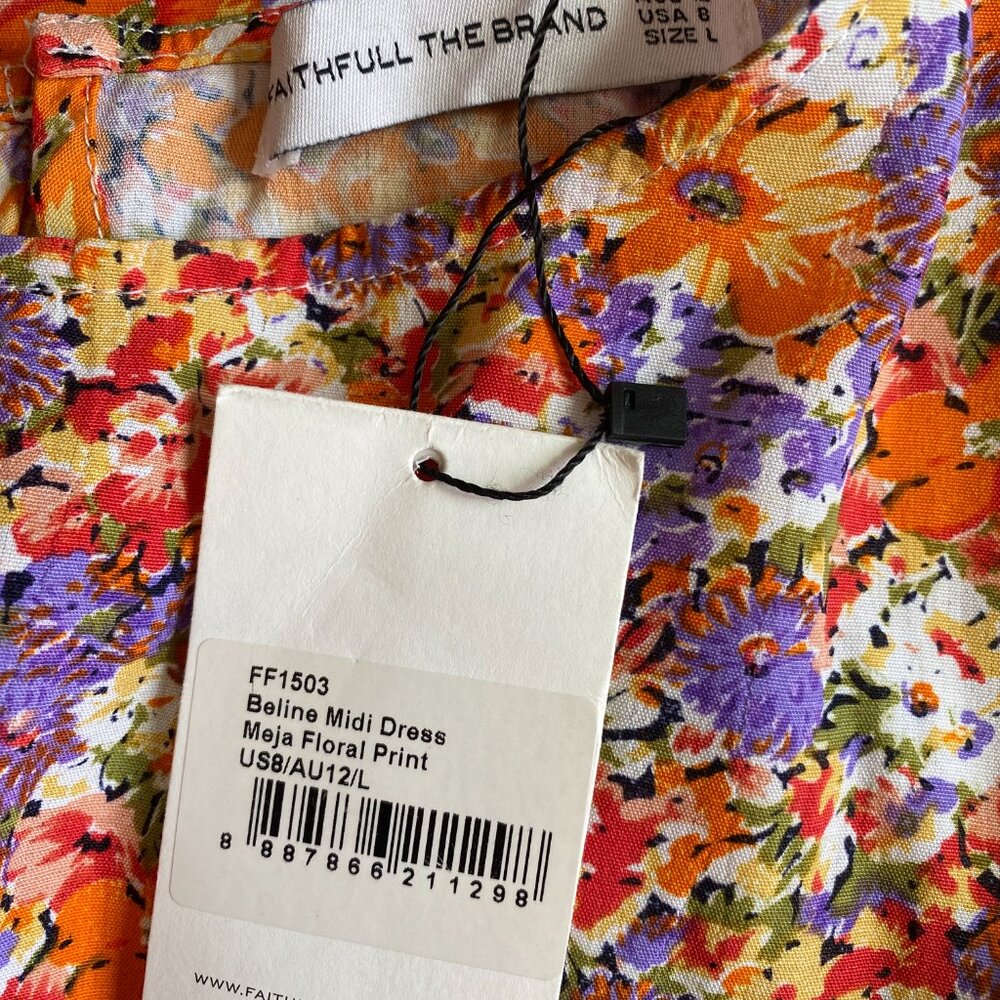 NWT Faithfull the Brand Beline Midi Dress Meja Floral Print - L - Picture 9 of 12